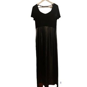 PAPELL BOUTIQUE Black Velvet Long Evening Dress 12 Long Sleeve‎ Vintage Glamor